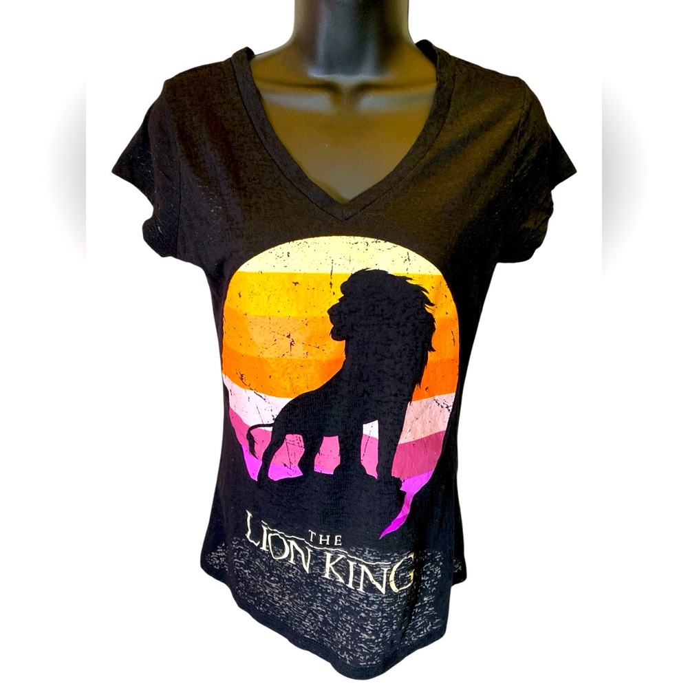 The Lion King Black Graphic T-Shirt Small Disney Label V neck